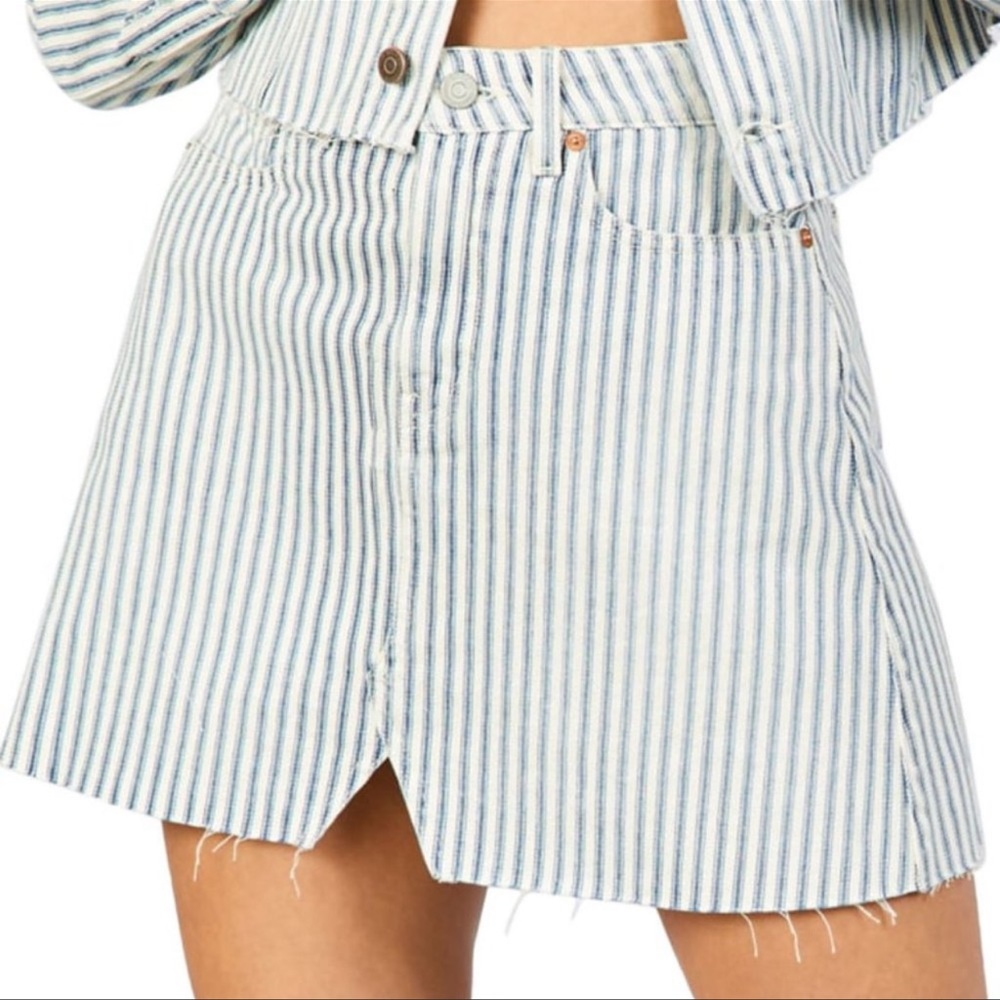 ETICA Lucy Striped Blue Denim Skirt Size 25